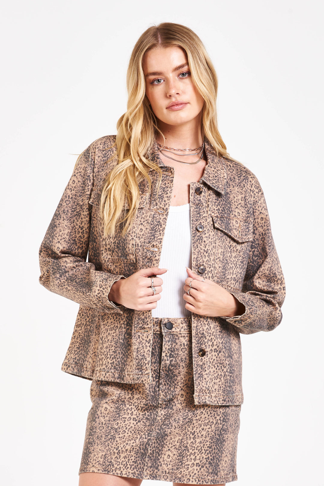 JOANNA DENIM JACKET - SNOW LEOPARD - Kingfisher Road - Online Boutique