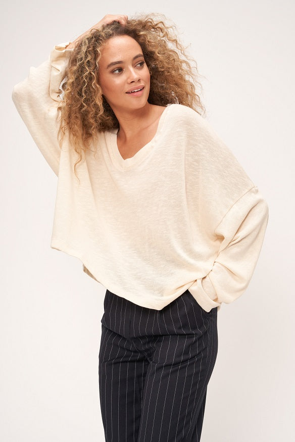 ALL MINE TEXTURED V-NECK - CLOUD DANCER - Kingfisher Road - Online Boutique