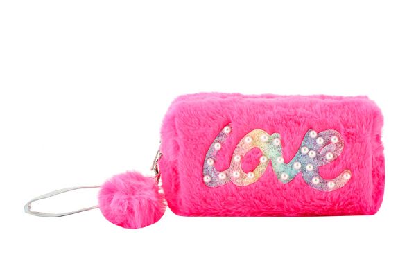 FAUX FUR LOVE COSMETIC BAG - Kingfisher Road - Online Boutique