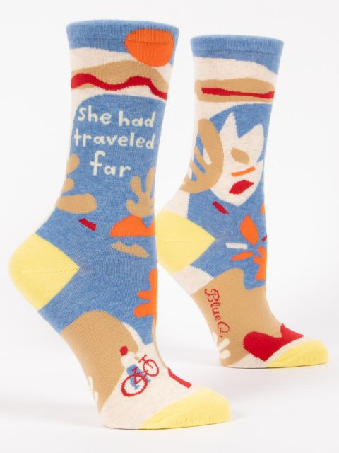 She Had Traveled Far Women's Crew Socks - Kingfisher Road - Online Boutique