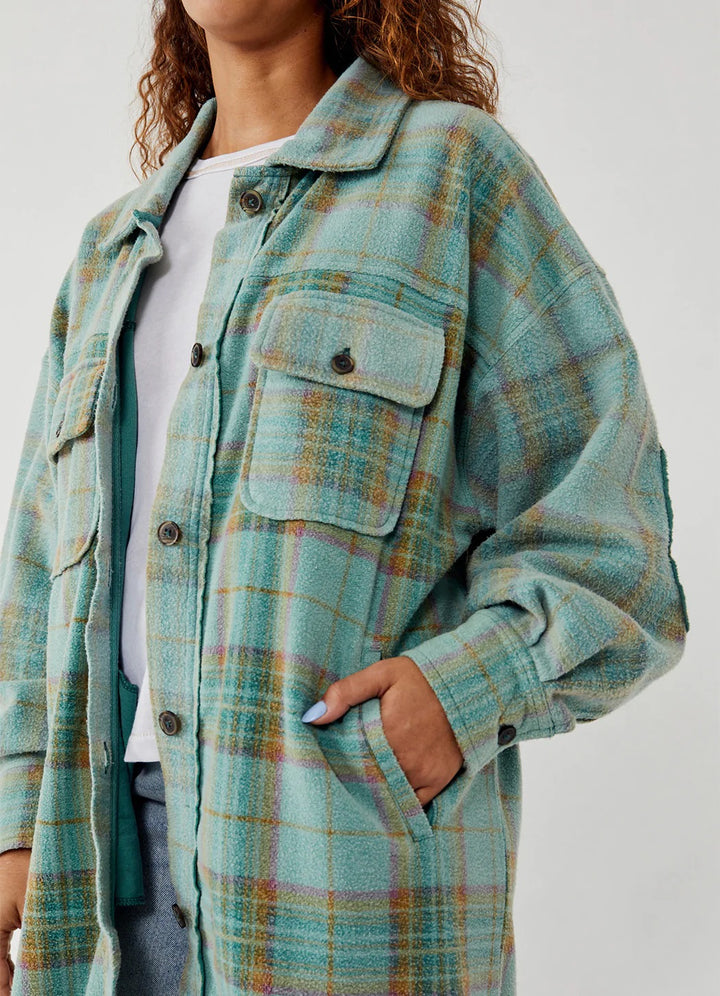 PLAID LONG RUBY DUSTER - SAGE COMBO - Kingfisher Road - Online Boutique