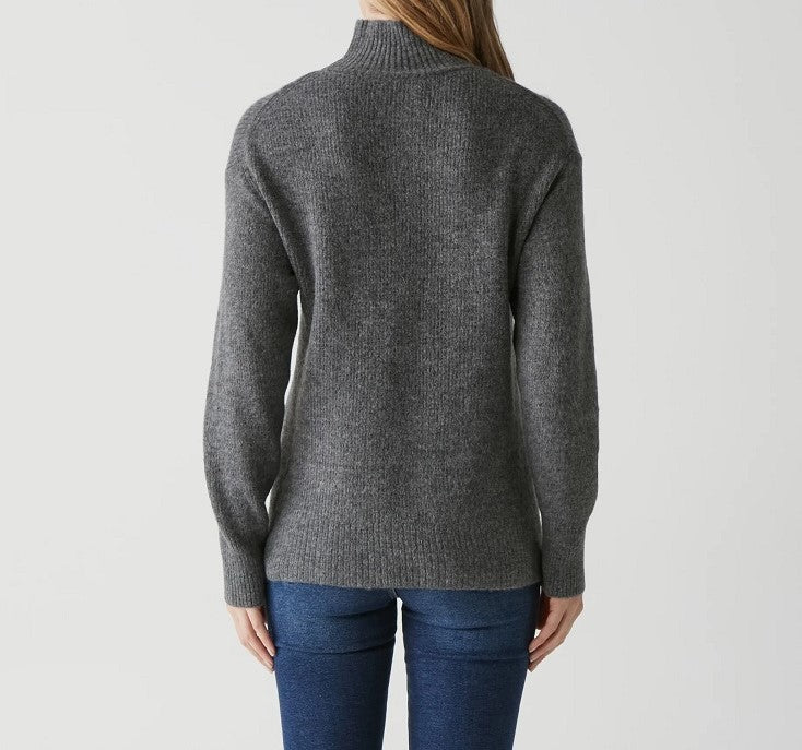 ZION MOCK NECK PULLOVER-CHARCOAL - Kingfisher Road - Online Boutique