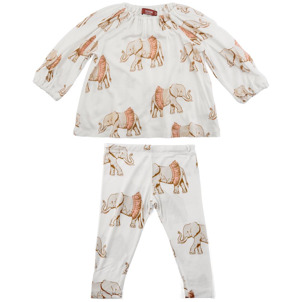 BAMBOO L/S TUTU ELEPHANT DRESS/LEGGING SET - Kingfisher Road - Online Boutique