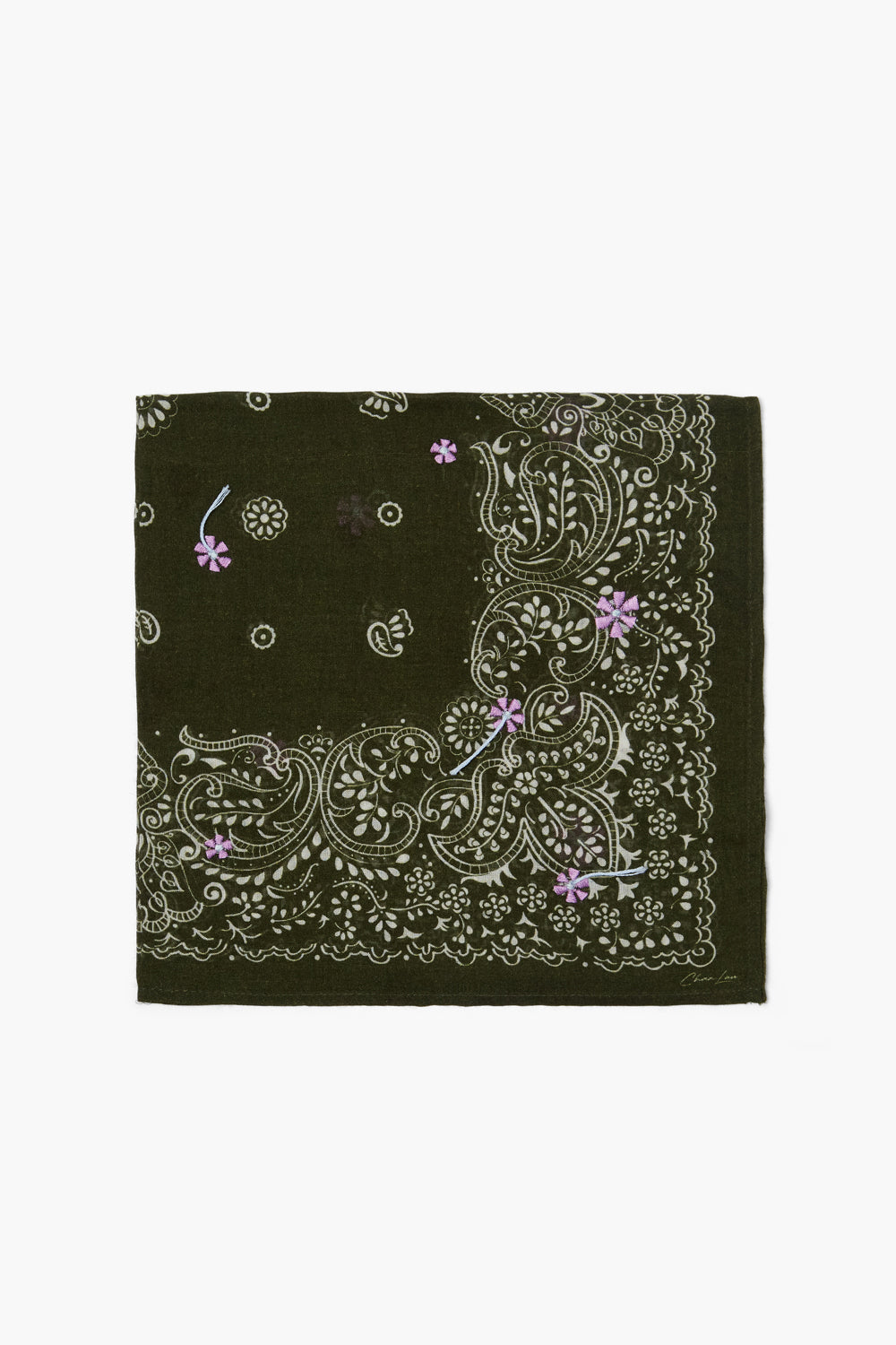 EMBROIDERED FLORAL BANDANA-RIFLE GREEN - Kingfisher Road - Online Boutique