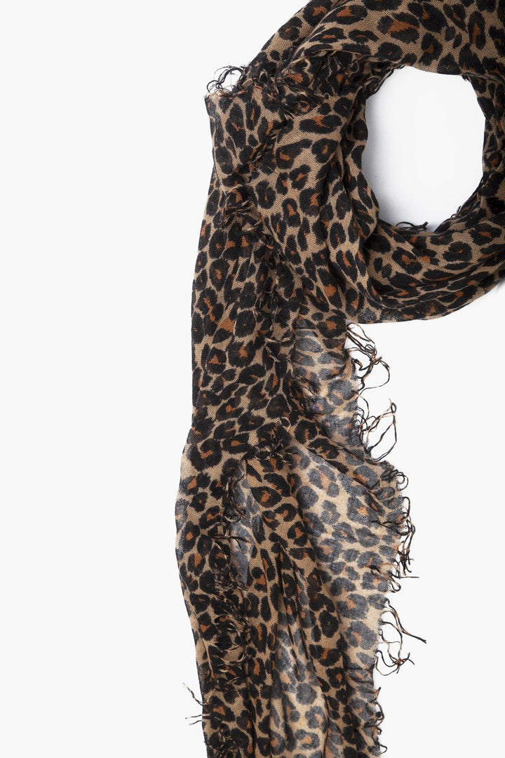 ROASTED PECAN LEOPARD CASHMERE AND SILK SCARF - Kingfisher Road - Online Boutique