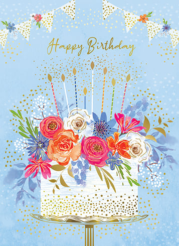 BIRTHDAY CAKE BLUE FLORAL - Kingfisher Road - Online Boutique