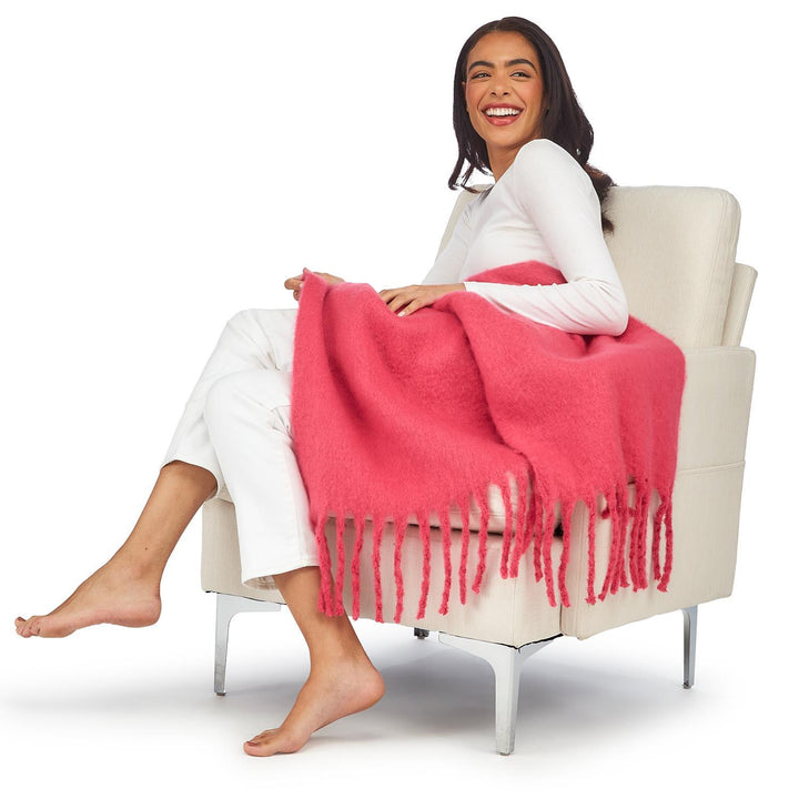 PINK BRUSHED THROW BLANKET - Kingfisher Road - Online Boutique