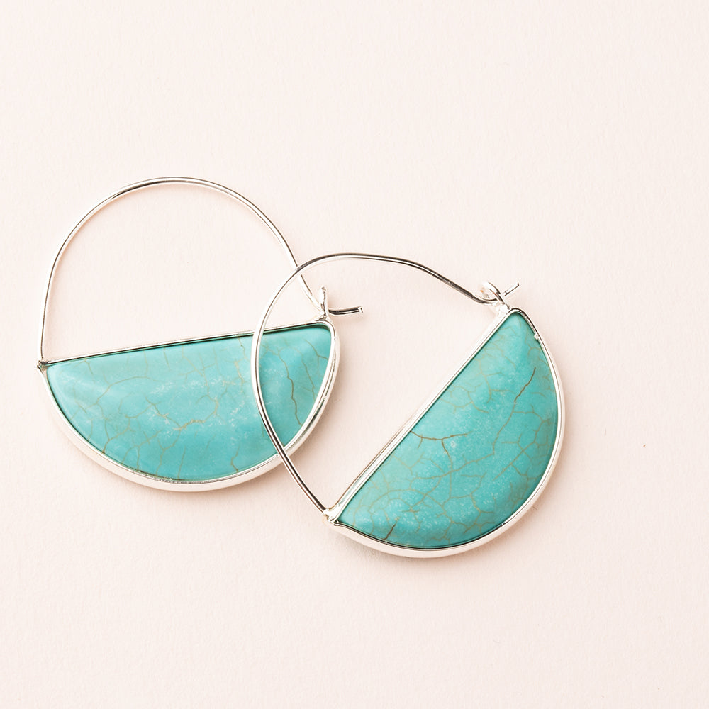 STONE PRISM HOOP EARRING TURQUOISE/SILVER - Kingfisher Road - Online Boutique