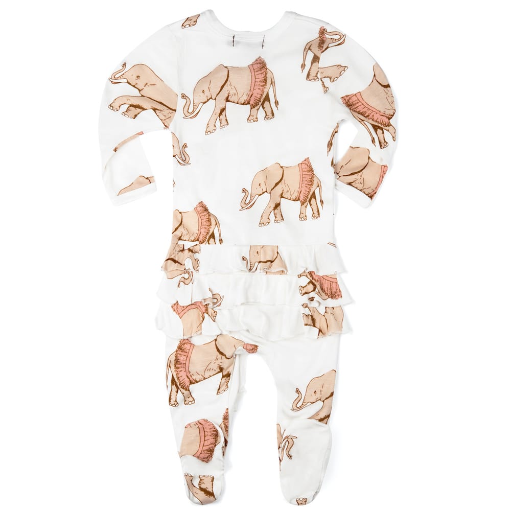 BAMBOO TUTU ELEPHANT RUFFLE ZIPPER FOOTED ROMPER - Kingfisher Road - Online Boutique