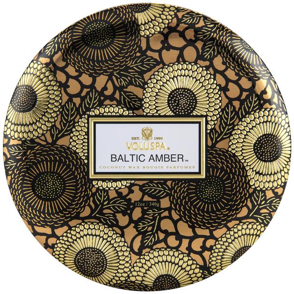 Baltic Amber 3 Wick Tin Candle - Kingfisher Road - Online Boutique