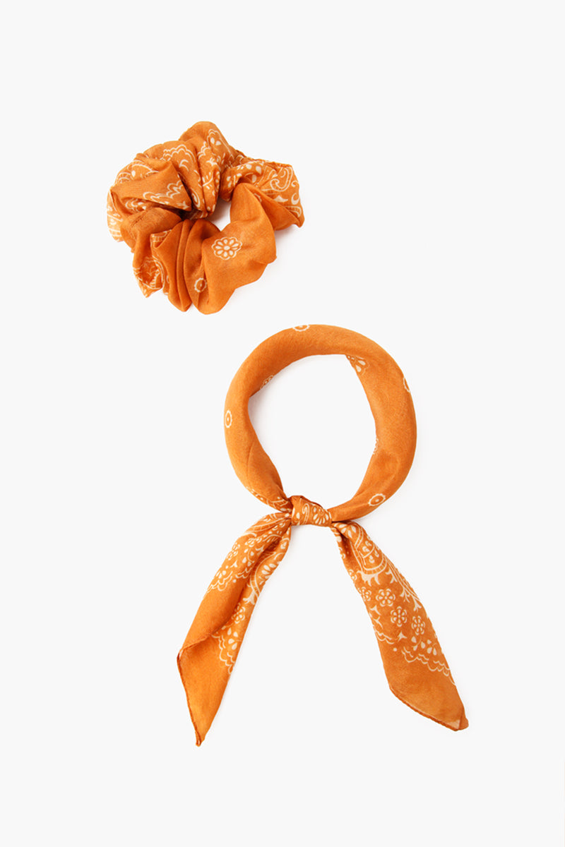 Wheat 2-In-1 Scrunchie With Bandana - Kingfisher Road - Online Boutique