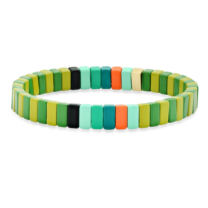 MULTI-COLORED ALLOY BEADED STRETCH BRACELET - Kingfisher Road - Online Boutique