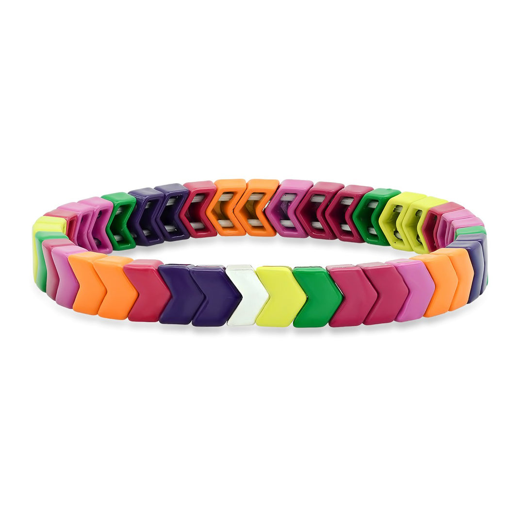ARROW MULTI-COLORED ALLOY BEADED STRETCH BRACELET - Kingfisher Road - Online Boutique