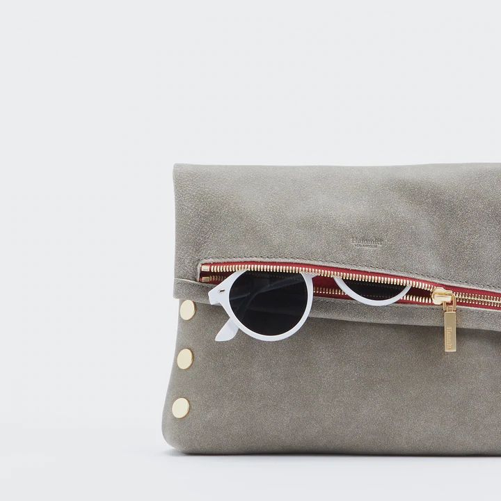 VIP MED CLUTCH IN PEWTER - GOLD - Kingfisher Road - Online Boutique
