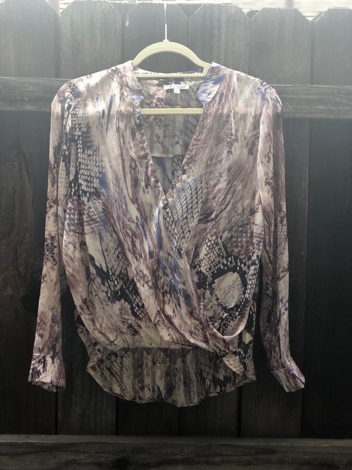Long Sleeve Cross Over Top - Mauve - Kingfisher Road - Online Boutique