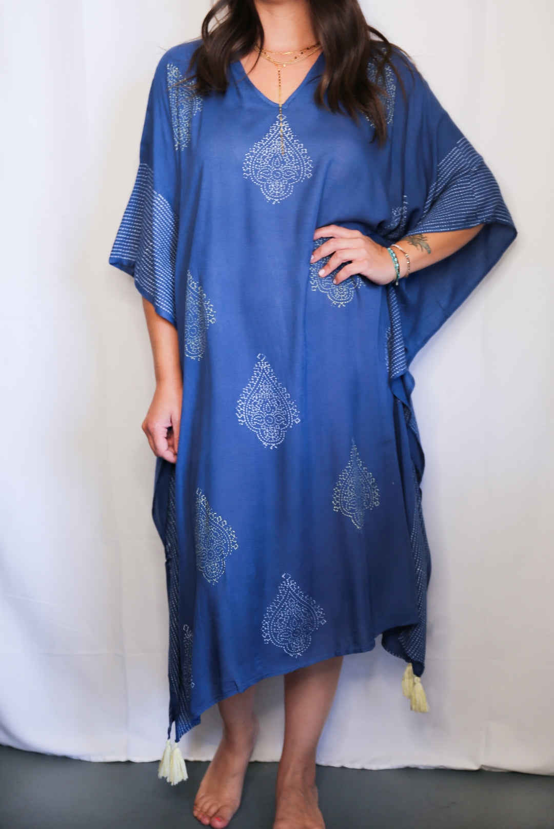 Dark Blue Kaftan - Kingfisher Road - Online Boutique