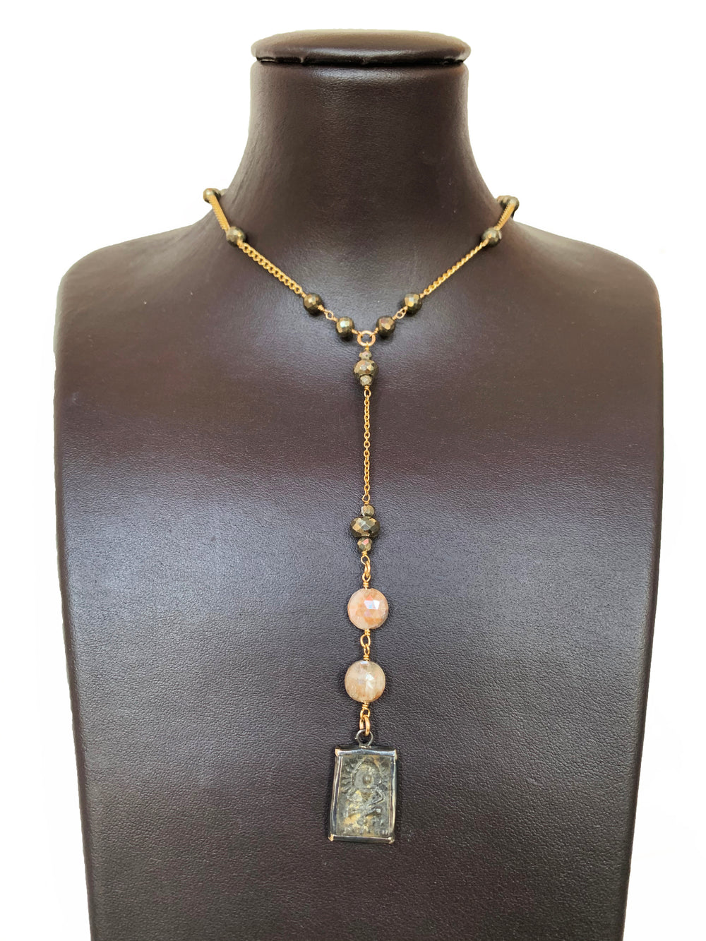 Pyrite Necklace With Buddha - Kingfisher Road - Online Boutique