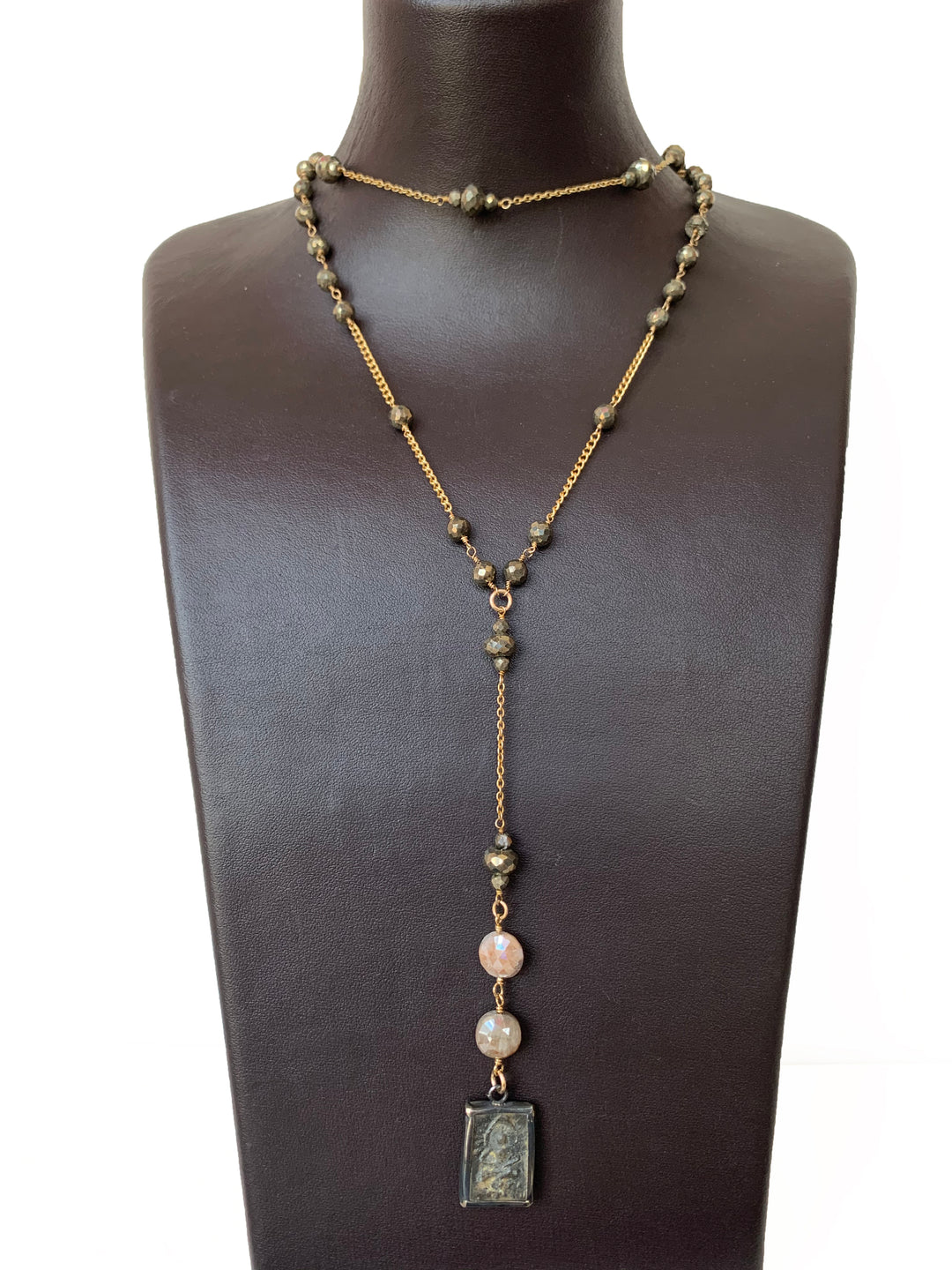 Pyrite Necklace With Buddha - Kingfisher Road - Online Boutique