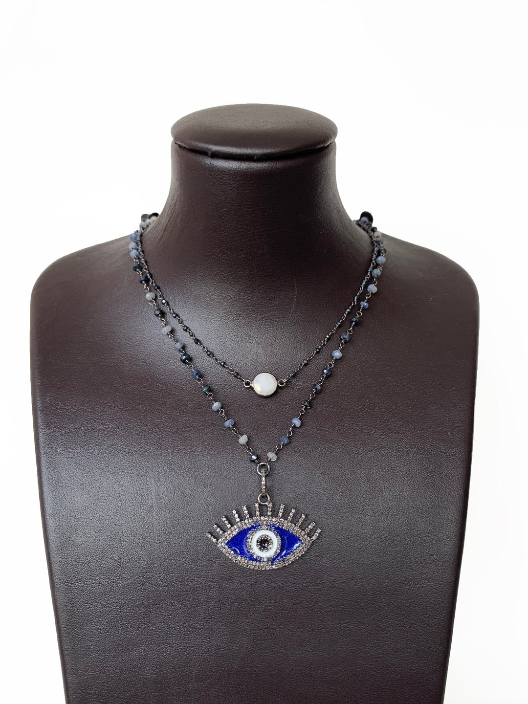 Gemstone Layer Chain With Evil Eye - Kingfisher Road - Online Boutique