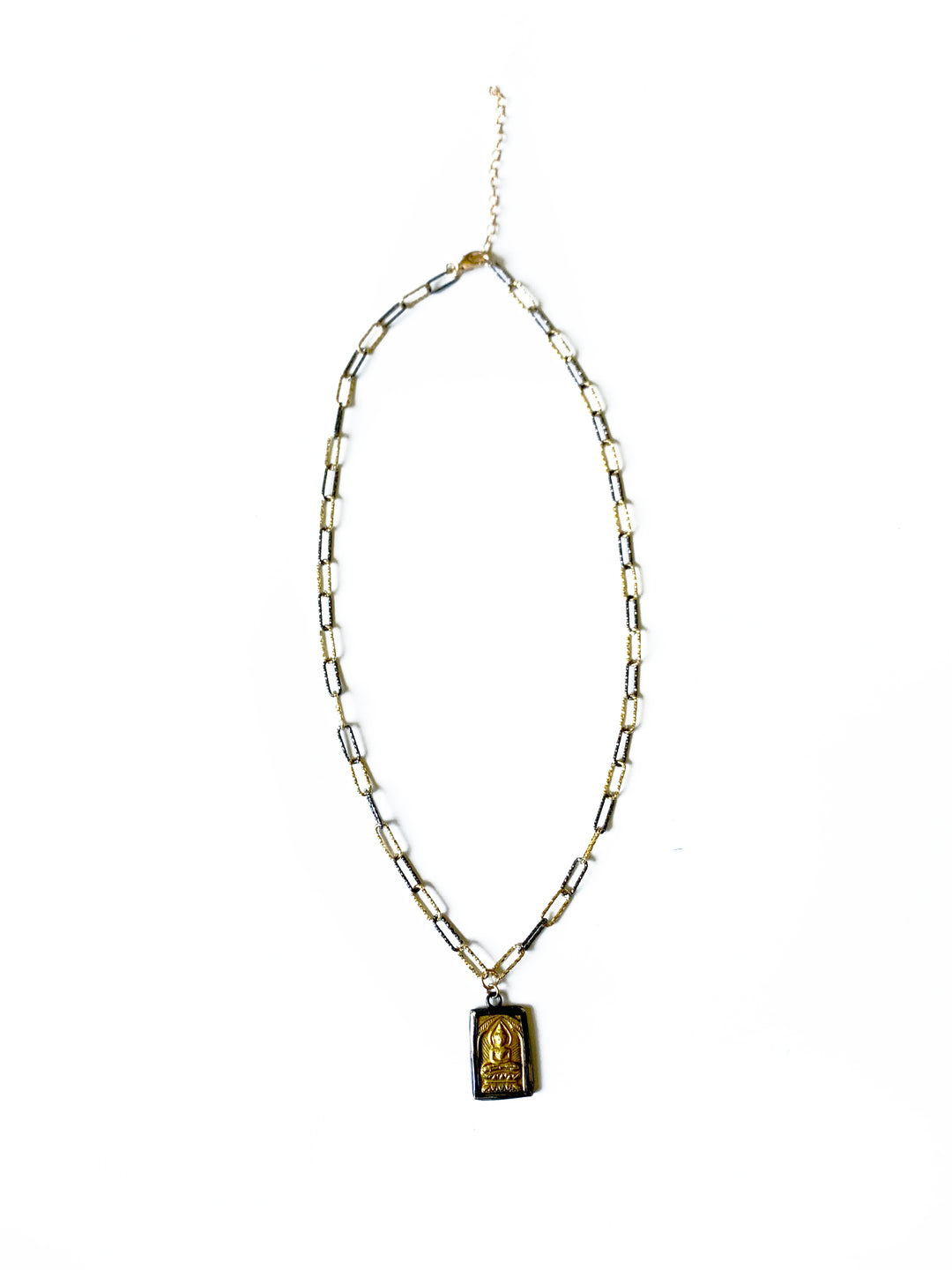 Mixed Metal Chain With Buddha - Kingfisher Road - Online Boutique