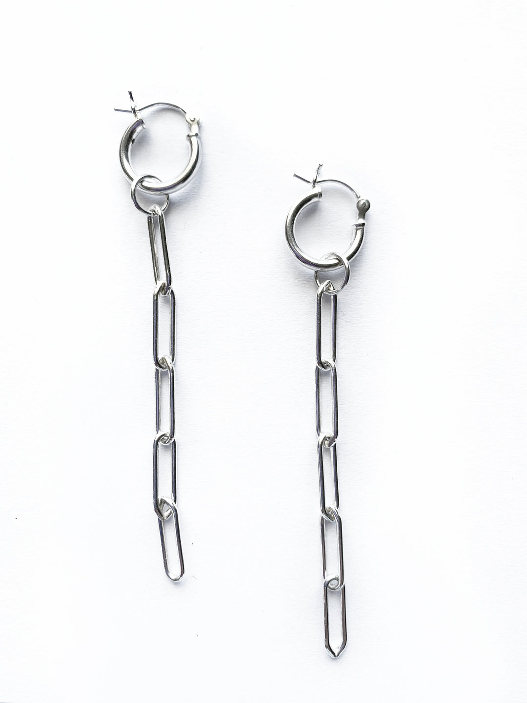 Silver Huggies With Chain - Kingfisher Road - Online Boutique