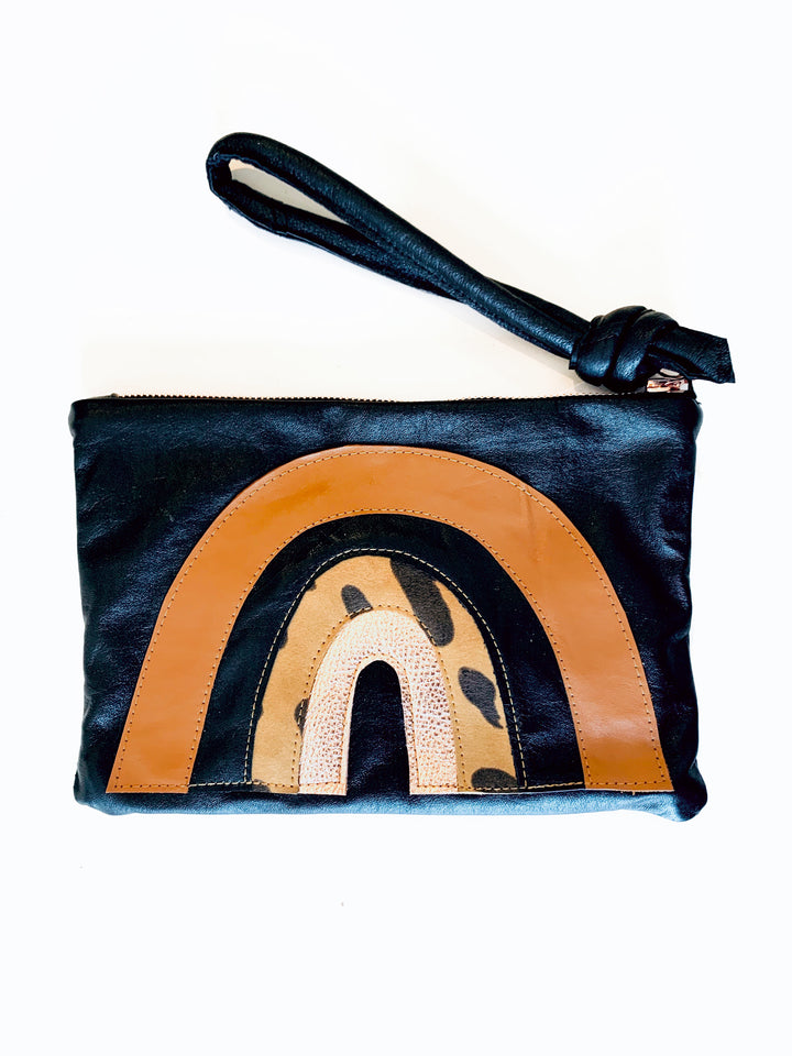 Brown Animal Print Rainbow Clutch - Kingfisher Road - Online Boutique