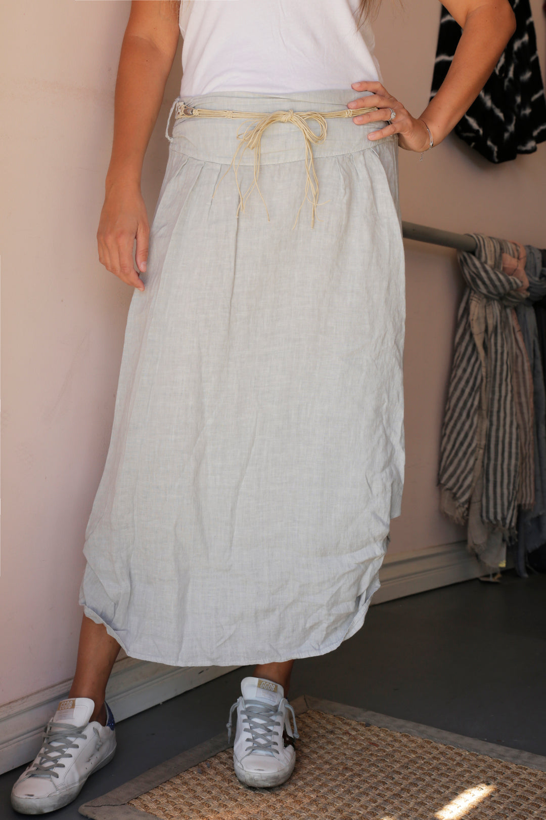 Grey Linen Skirt - Kingfisher Road - Online Boutique
