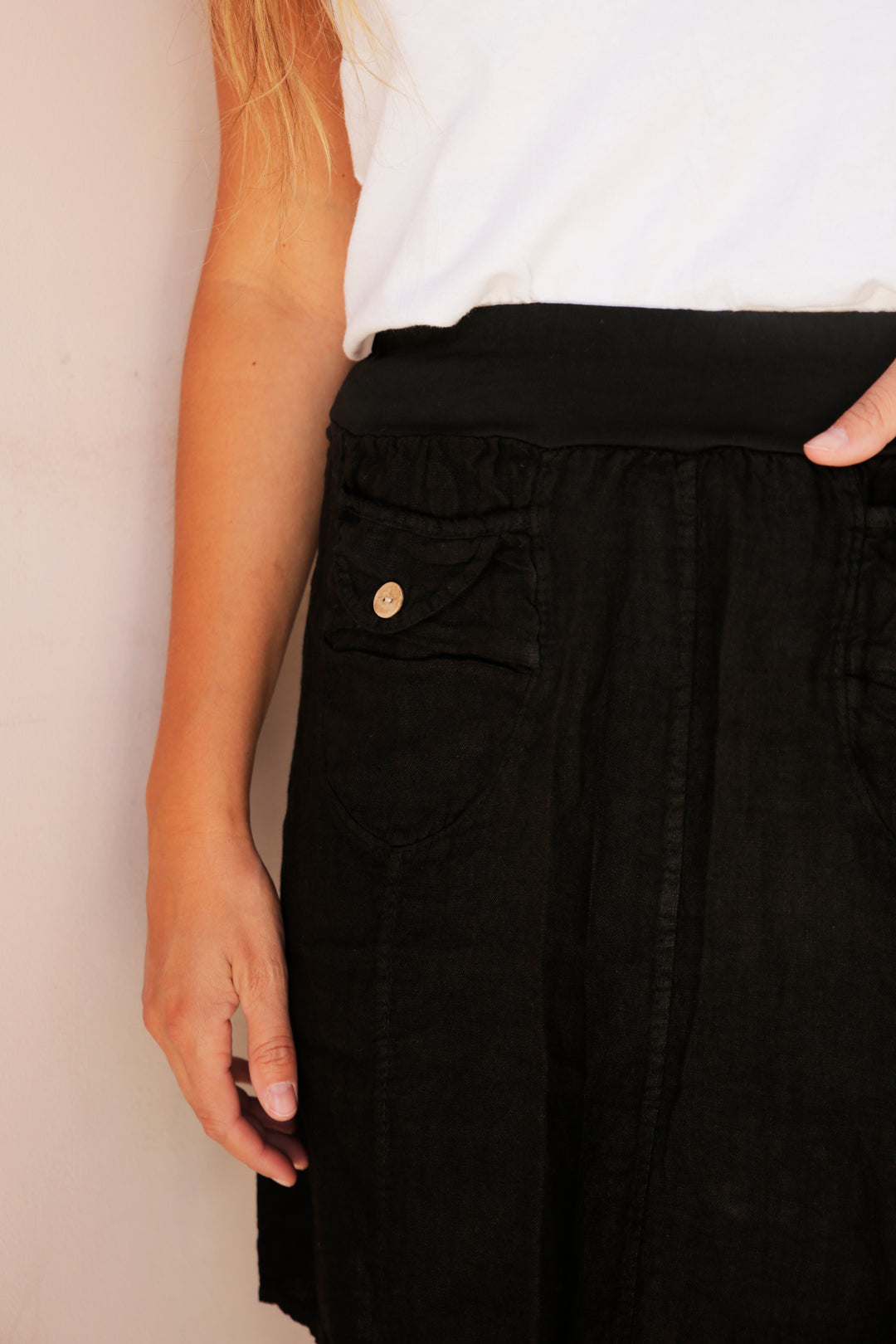Onyx Short Linen Skirt - Kingfisher Road - Online Boutique