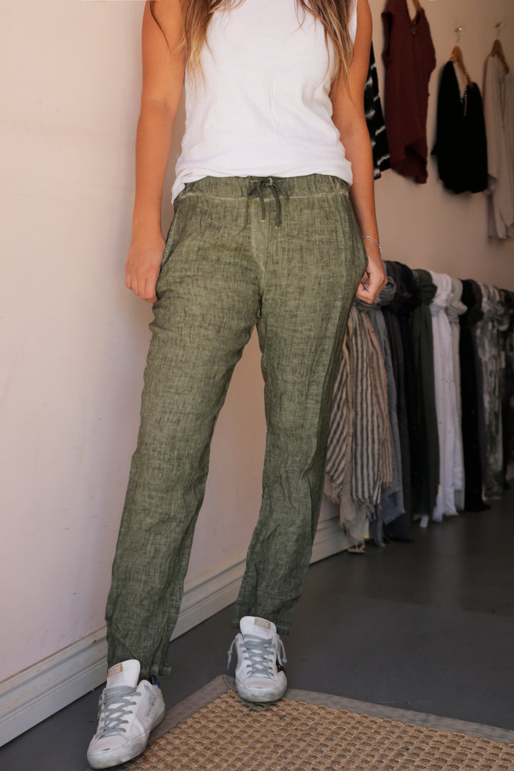 Green Linen Pants - Kingfisher Road - Online Boutique