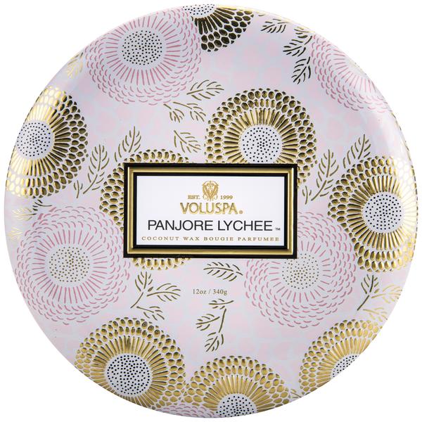 Panjore Lychee 3 Wick Tin Candle - Kingfisher Road - Online Boutique