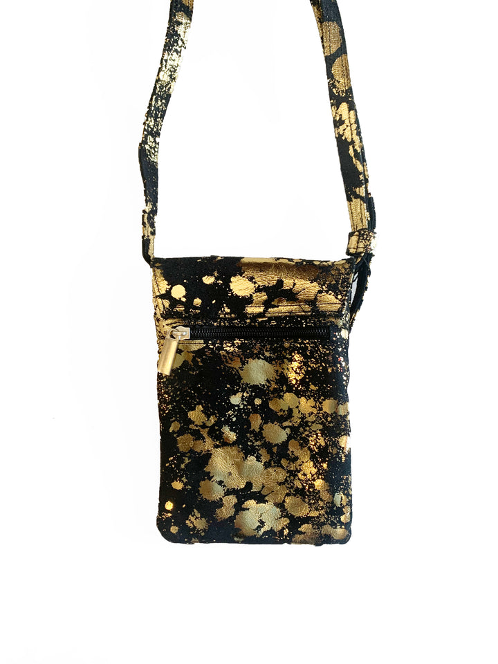 Penny Phone Bag: Black Gold Splatter - Kingfisher Road - Online Boutique