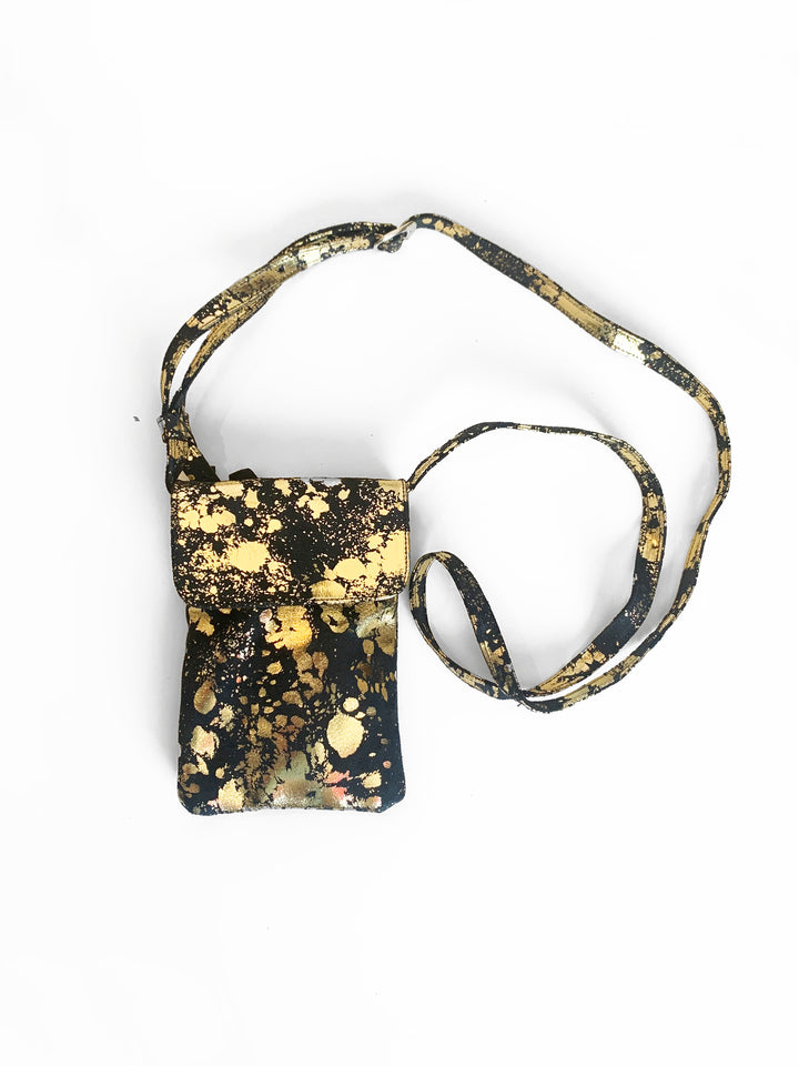Penny Phone Bag: Black Gold Splatter - Kingfisher Road - Online Boutique