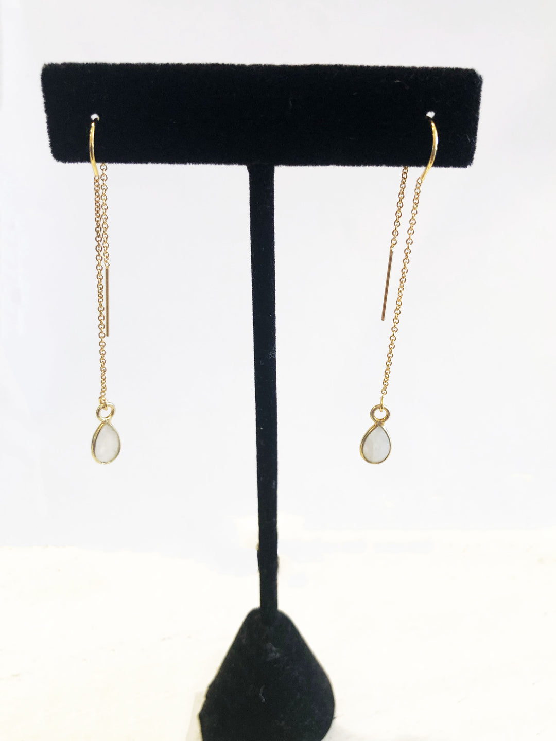 Moonstone Threader Earrings - Kingfisher Road - Online Boutique