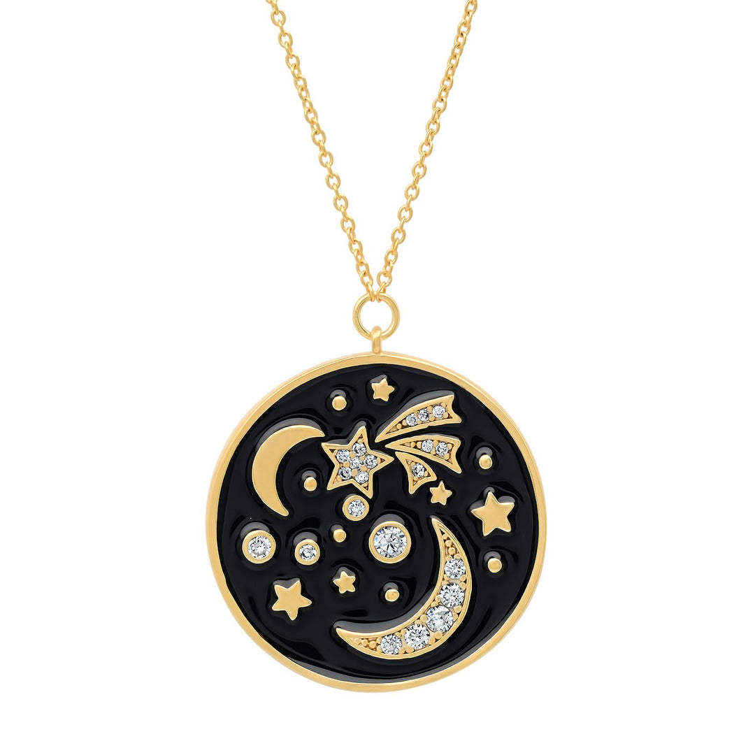 Enamel Galaxy Coin Necklace - Kingfisher Road - Online Boutique