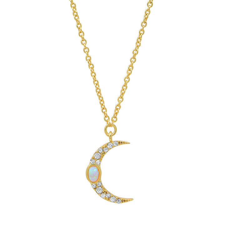 Pave Moon Opal Necklace - Kingfisher Road - Online Boutique