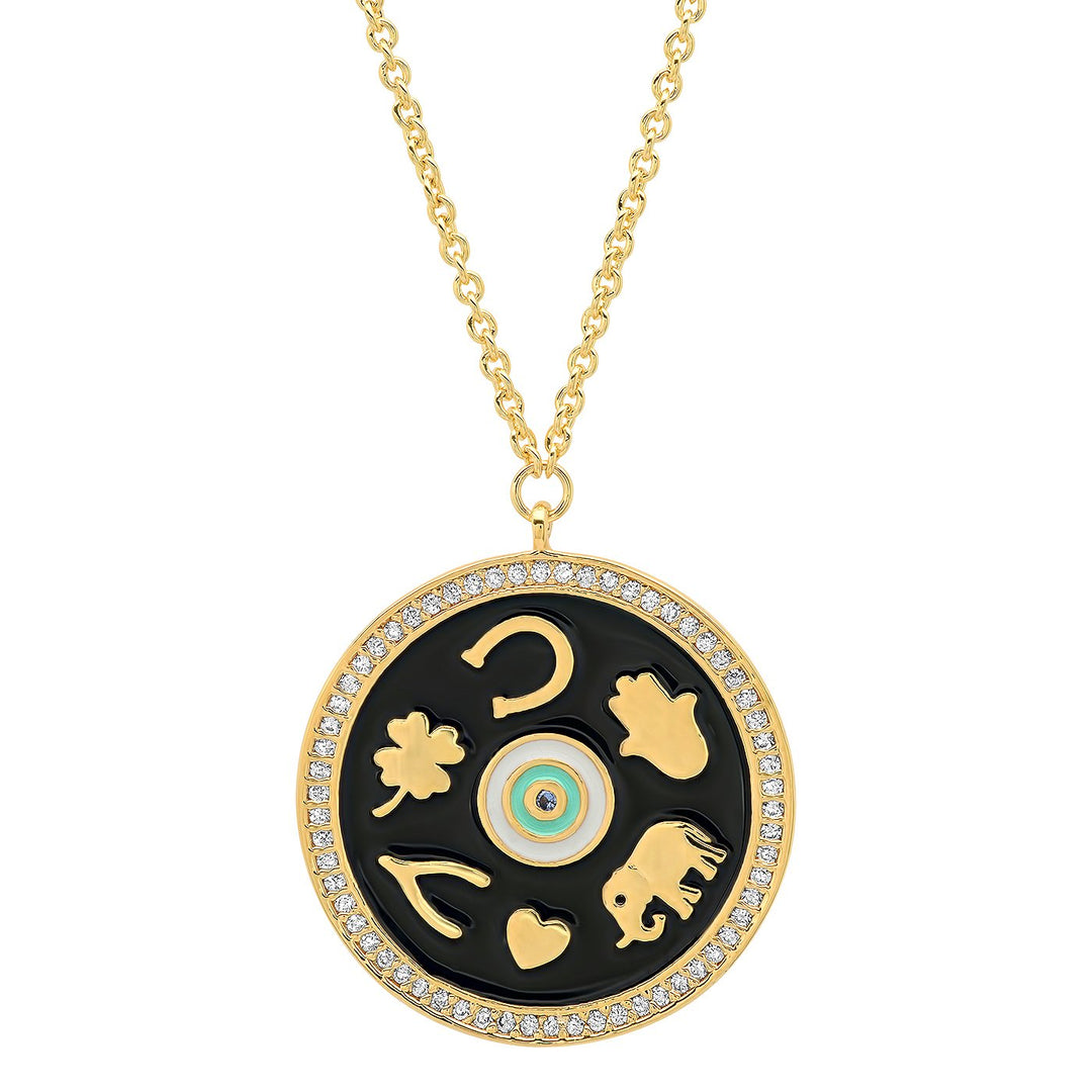 Enamel Luck Necklace - Kingfisher Road - Online Boutique