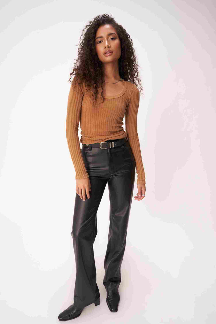 WHAT'S THE SCOOP WASHED RIB LONGSLEEVE-MW INCA GOLD - Kingfisher Road - Online Boutique