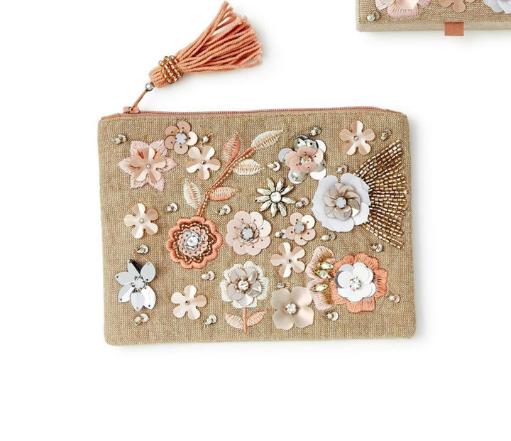 FLORAL EMBELLISHED MULTIPURPOSE POUCH