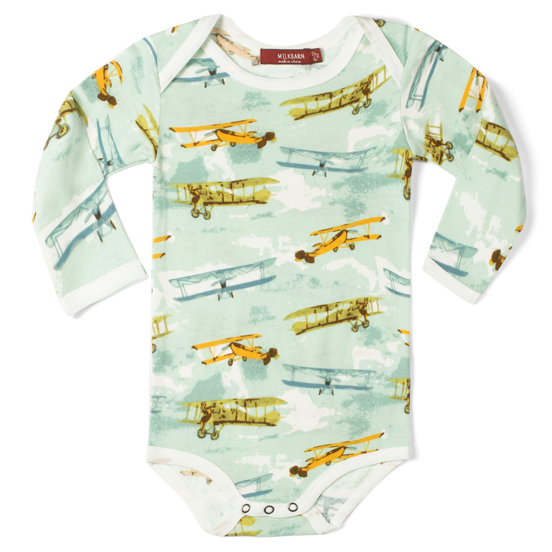 VINTAGE PLANES ORGANIC L/S ONESIE - Kingfisher Road - Online Boutique