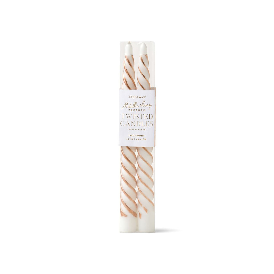 CYPRESS & FIR TWISTED TAPERS - METALLIC IVORY