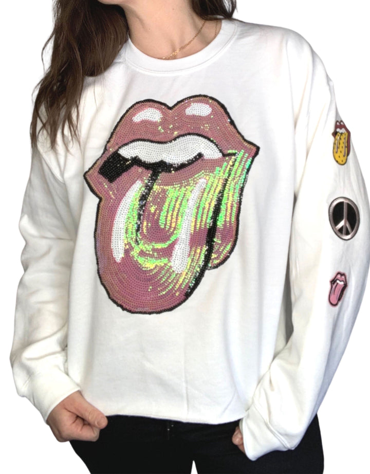 ROLLING STONE PINK SEQUIN TONGUE - Kingfisher Road - Online Boutique
