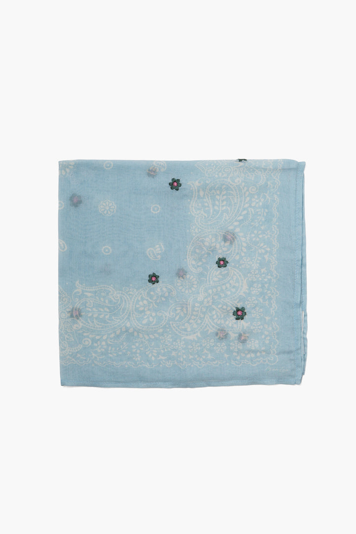 PAISLEY GARDEN EMBROIDERED NECKERCHIEF - PLEIN AIR - Kingfisher Road - Online Boutique