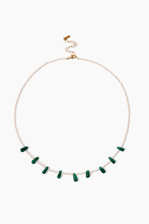 WHITE PEARL AND GREEN ADVENTURINE NECKLACE - Kingfisher Road - Online Boutique