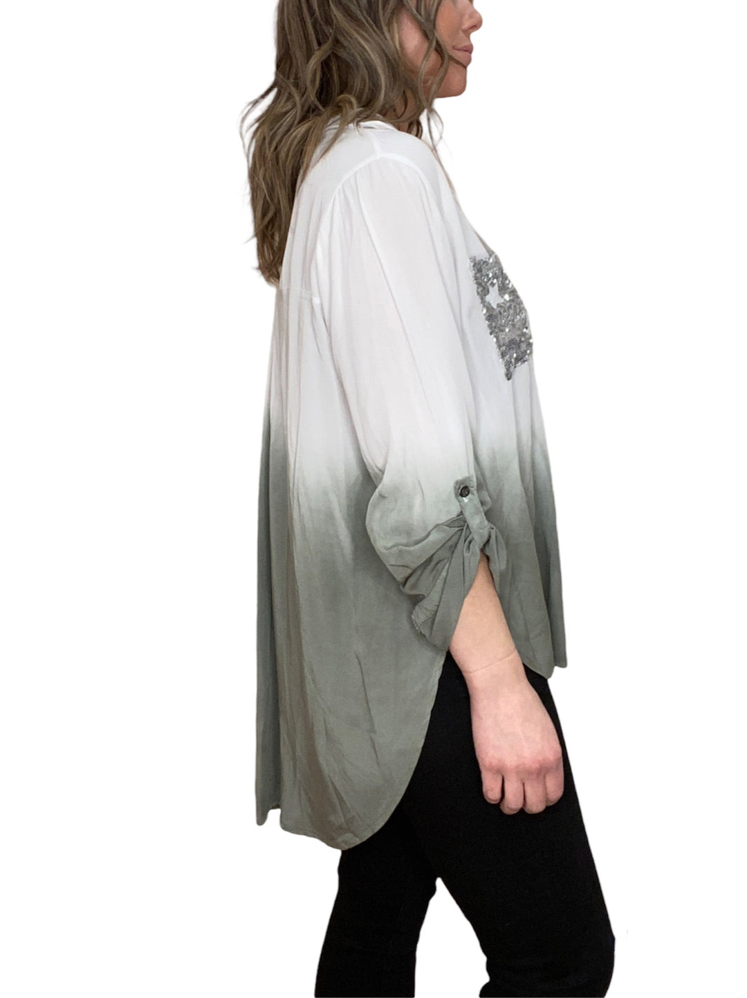 OLIVE OMBRE SEQUIN STAR TOP - Kingfisher Road - Online Boutique