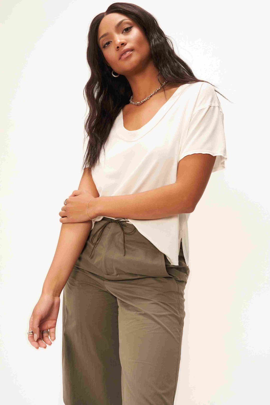 JADE SCOOP NECK WASHED TEE - MW VINTAGE WHITE - Kingfisher Road - Online Boutique