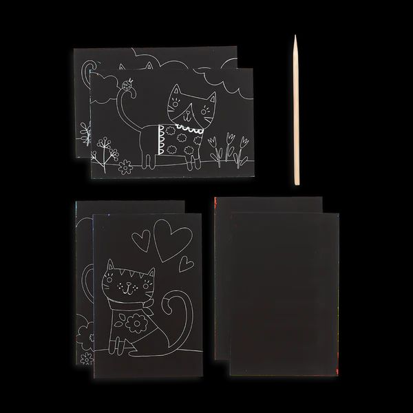 MINI SCRATCH & SCRIBBLE ART KIT-CUTIE CATS - Kingfisher Road - Online Boutique