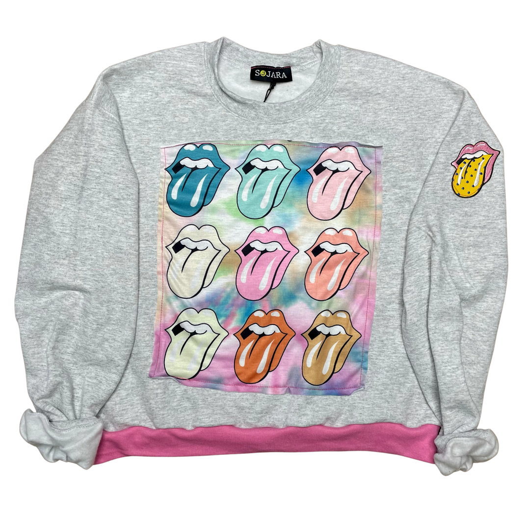 ROLLING STONE PASTEL TONGUES  PULLOVER - Kingfisher Road - Online Boutique