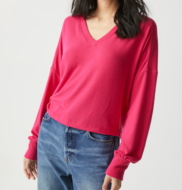 VIC RELAXED V-NECK PULLOVER - DARK VOLTAGE - Kingfisher Road - Online Boutique