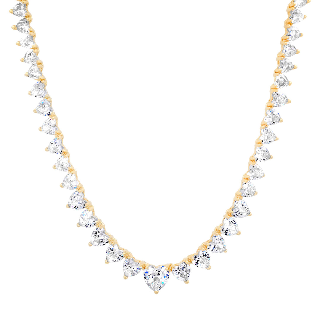 HEART SHAPED CZ TENNIS NECKLACE-GOLD - Kingfisher Road - Online Boutique