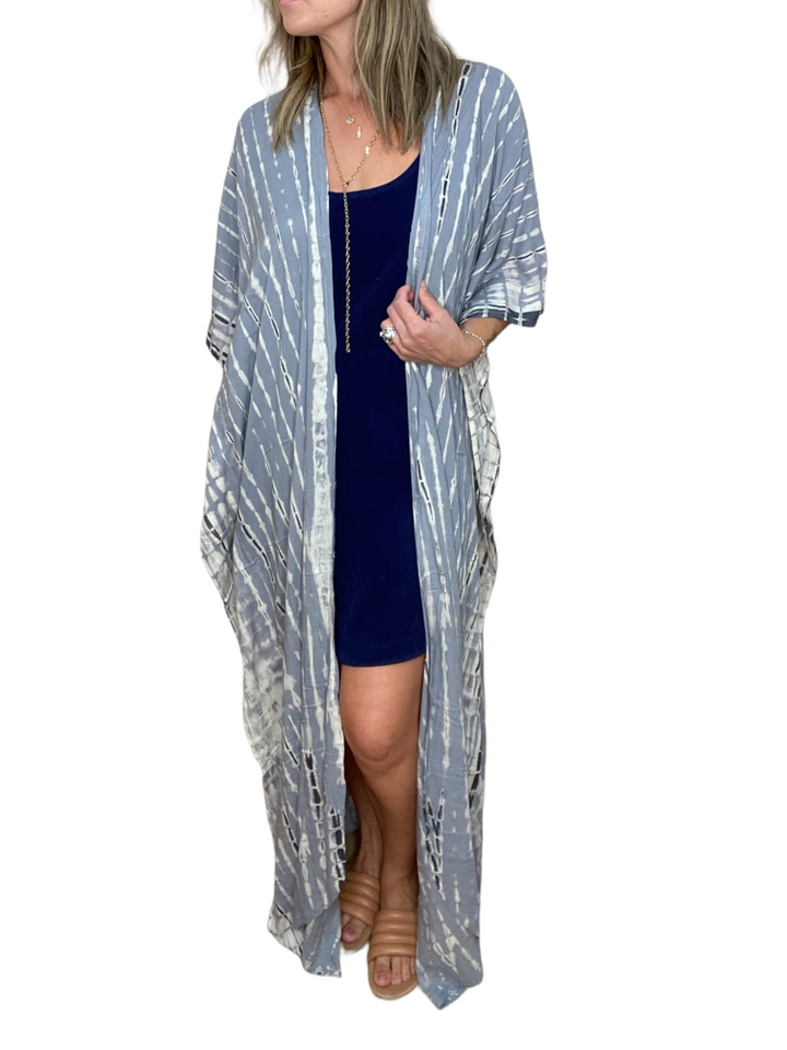 CALLIOPE CAFTAN DUSTER - PEBBLE SHIBORI - Kingfisher Road - Online Boutique